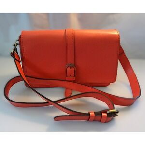 Patricia Nash Leather‎ Maribel Small Flap Crossbody Bag Coral Buckle Purse